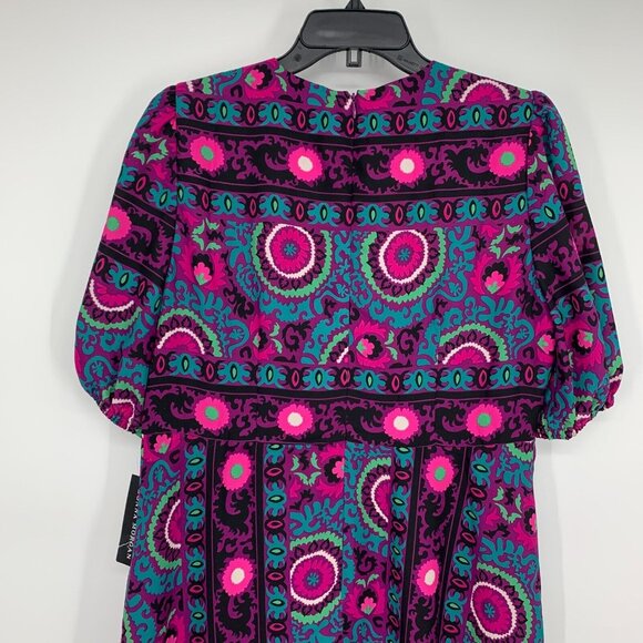 Donna Morgan Dress Midi 3/4 Sleeve Printed V Neck Purple NWT - Picture 13 of 15